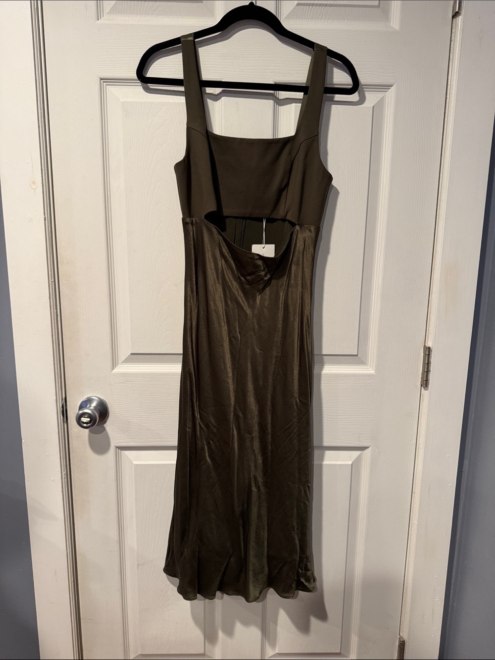 Sleeveless Olive Green Midi Slip Dress